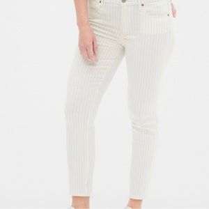 Gap White and Blue Striped Ankle Skinny Jeans